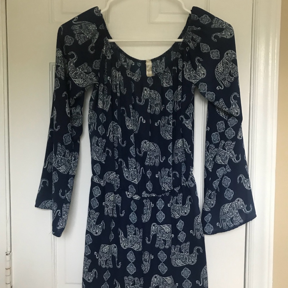 Elephant patterned, bell sleeve romper